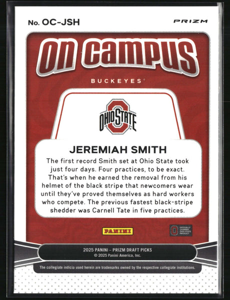 Jeremiah Smith 2025 Panini Prizm Draft Picks On Campus #OC-JSH