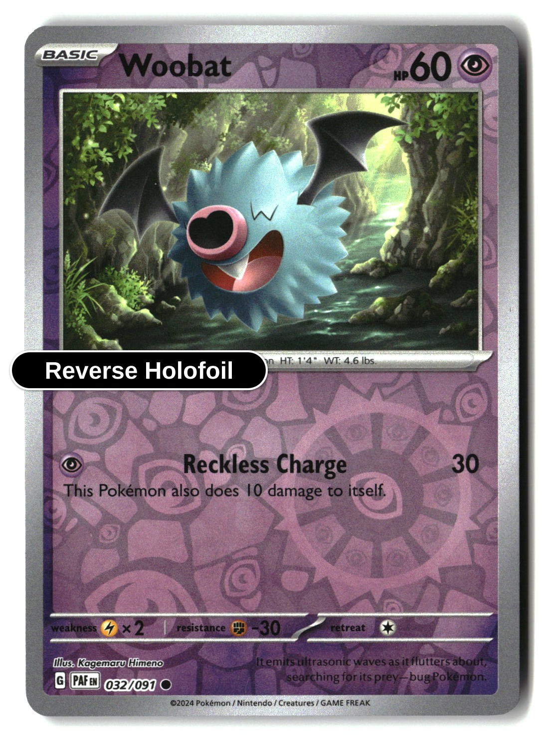 Woobat - 032/091 - [PAF - SV: Paldean Fates] - Reverse Holofoil