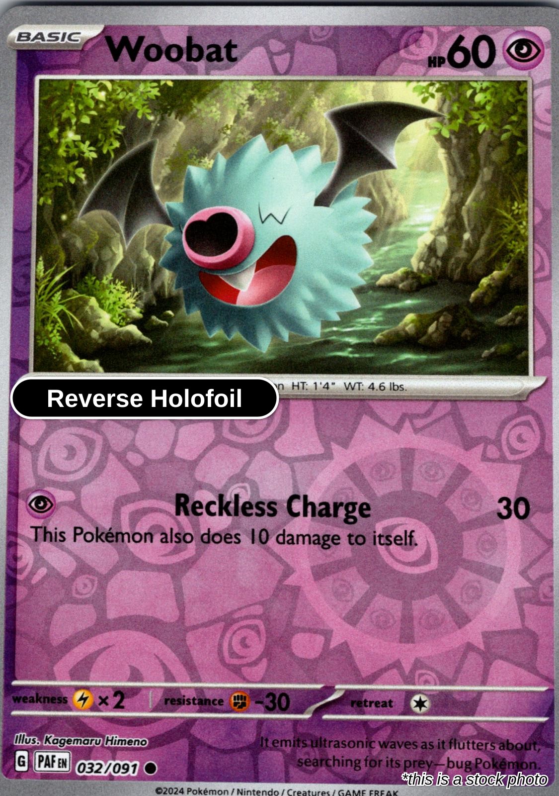 Woobat - 032/091 - [PAF - SV: Paldean Fates] - Reverse Holofoil