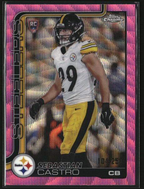 Sebastain Castro 2025 Topps Chrome Football Pink Wave Refractor /250 #370
