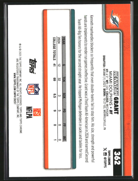 Kenneth Grant 2025 Topps Chrome Football Football Leather Refractor #362