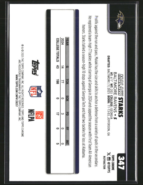 Malaki Starks 2025 Topps Chrome Football Refractor #347