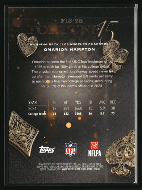 Omarion Hampton 2025 Topps Chrome Football Fortune 15 #F15-25
