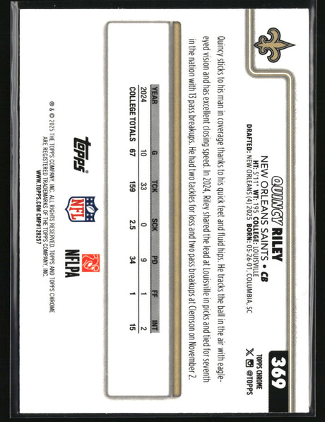 Quincy Riley 2025 Topps Chrome Football #369