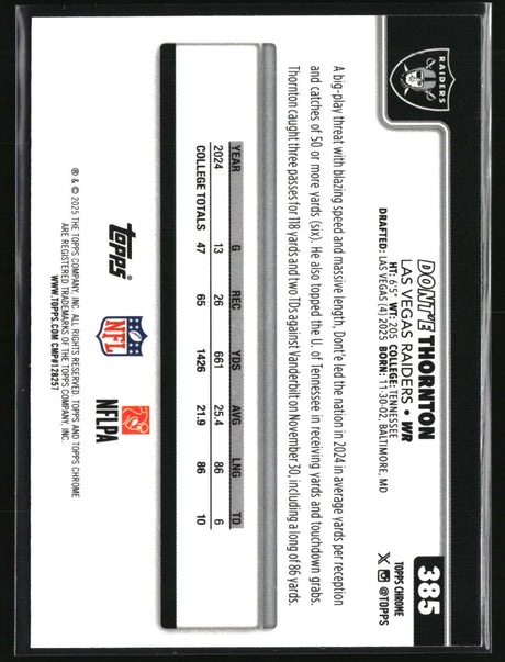Dont'e Thronton Jr 2025 Topps Chrome Football #385
