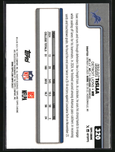 Isaac TeSlaa 2025 Topps Chrome Football #320