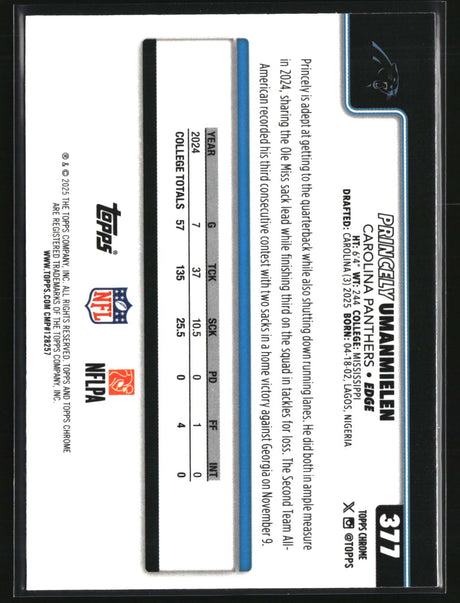 Princely Umanmielen 2025 Topps Chrome Football #377