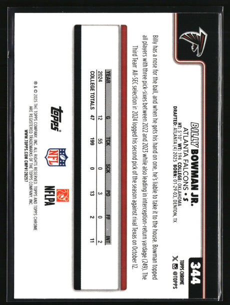 Billy Bowman Jr 2025 Topps Chrome Football #344