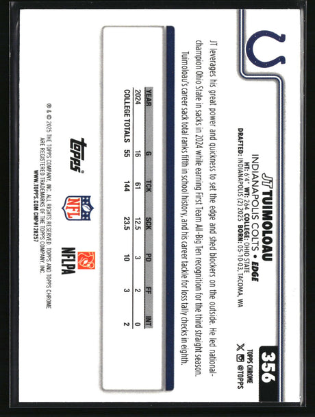 JT Tuimoloau 2025 Topps Chrome Football #356