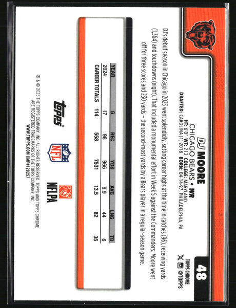 DJ Moore 2025 Topps Chrome Football Football Leather Refractor #48