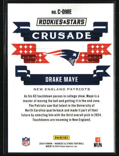 Drake Maye 2024 Panini Rookies & Stars Crusade Red Plaid #C-DME
