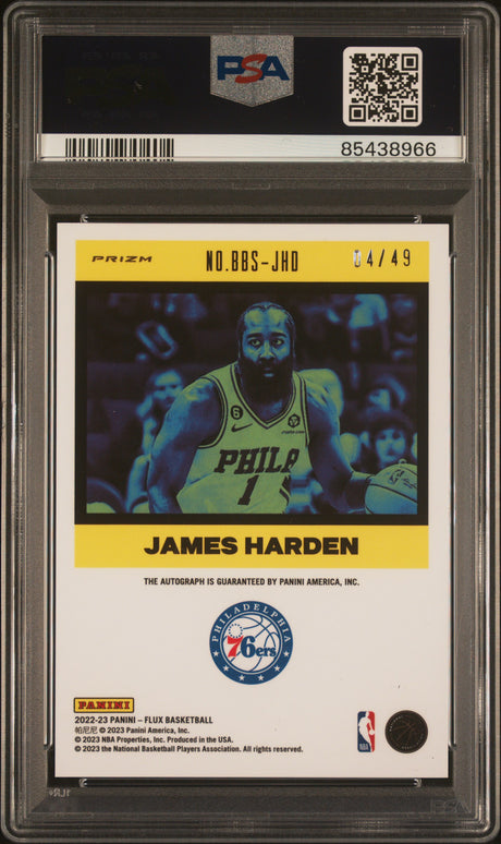 James Harden 2022-23 Flux Best of the Best Signatures Red #BBS-JHD #/49 PSA 10