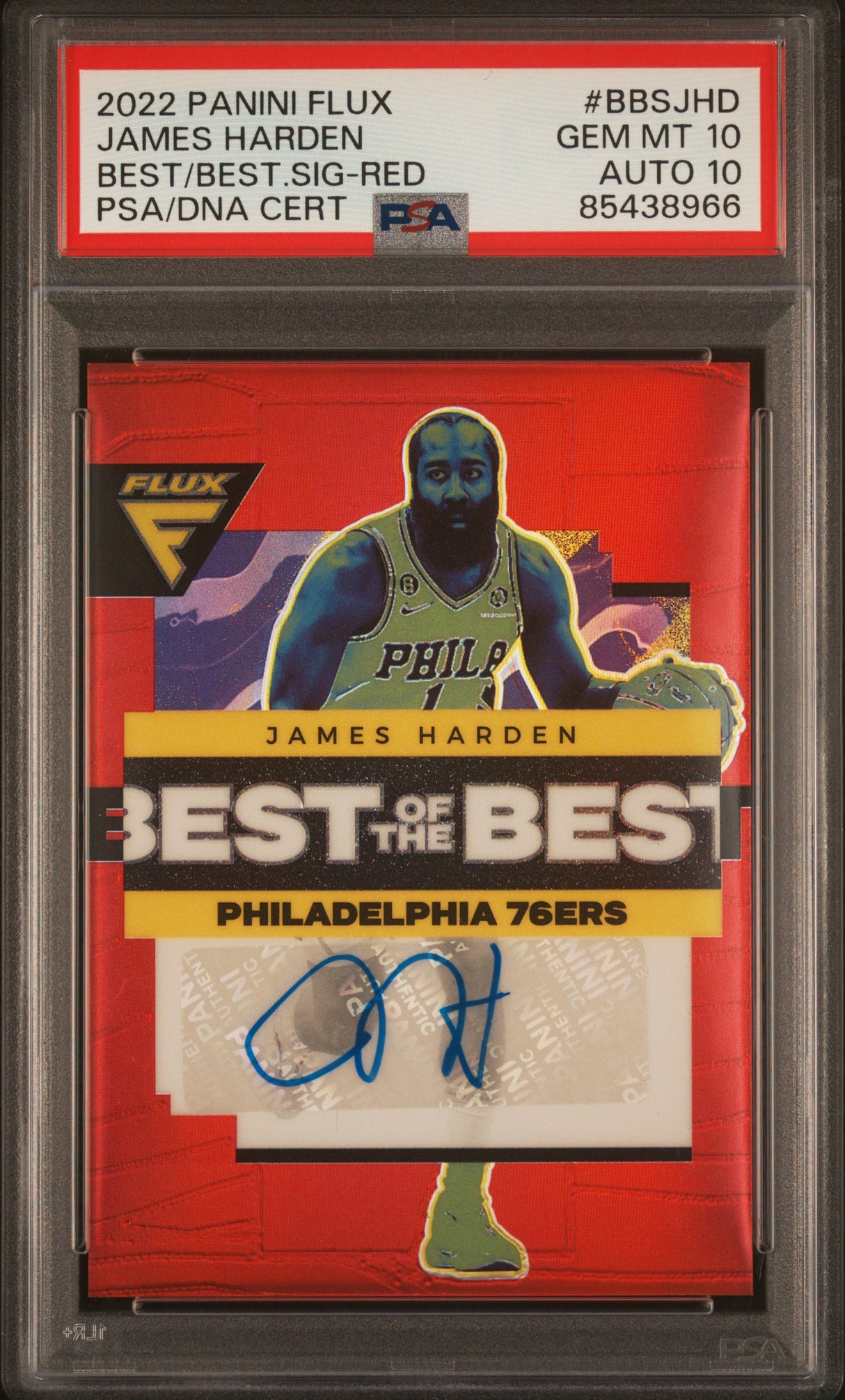 James Harden 2022-23 Flux Best of the Best Signatures Red #BBS-JHD #/49 PSA 10