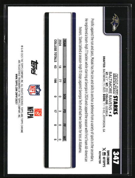 Malaki Starks 2025 Topps Chrome Refractor #347
