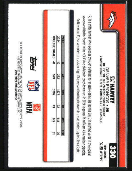 RJ Harvey 2025 Topps Chrome #330