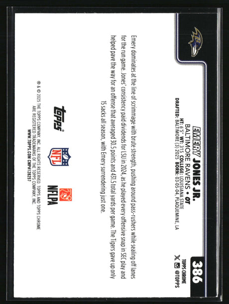 Emery Jones Jr. 2025 Topps Chrome #386