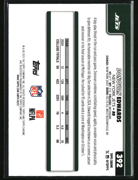 Donovan Edwards 2025 Topps Chrome #392