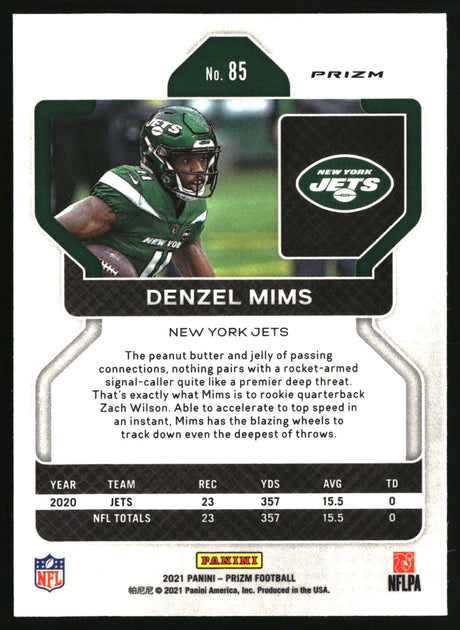 Denzel Mims 2021 Panini Prizm Black and White Checker #85
