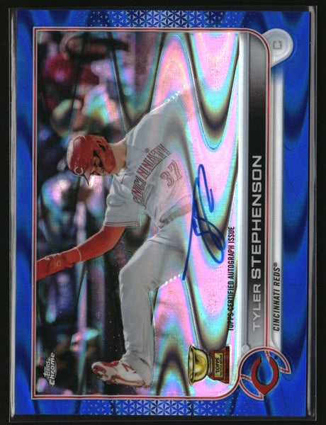 Tyler Stephenson 2022 Topps Chrome Autographs Blue Ray Wave #CVA-TST #/150