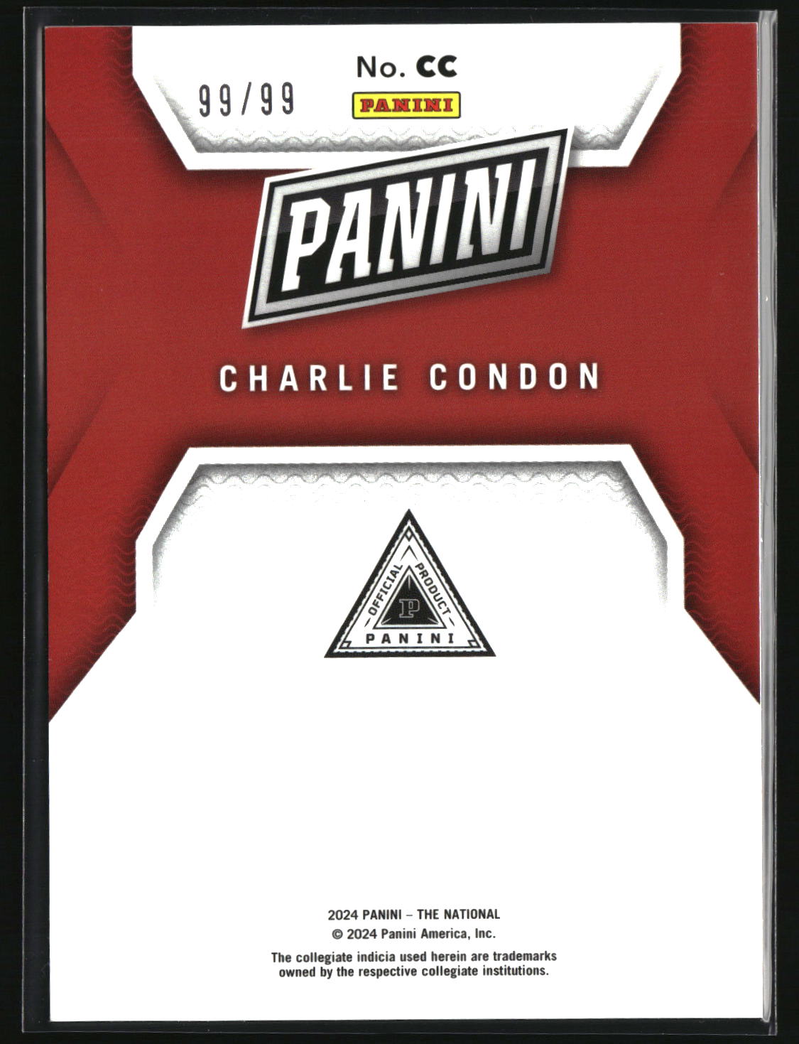 Charlie Condon 2024 Panini National Sports Collectors Convention #CC #/99