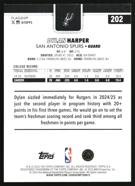 Dylan Harper 2025-26 Topps #202
