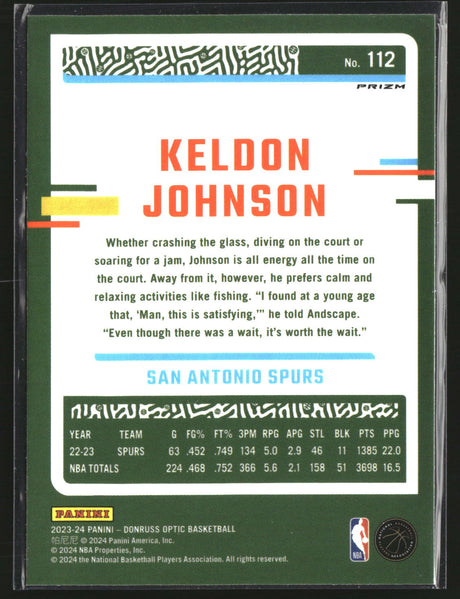 Keldon Johnson 2023-24 Donruss Optic Holo #112