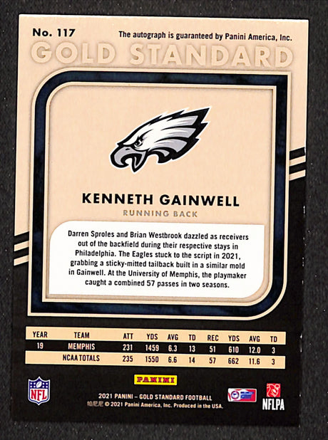 Kenneth Gainwell 2021 Gold Standard Rookies Autographs Rose Gold #117 #/25