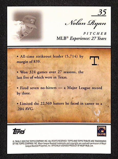 Nolan Ryan 2010 Topps Tribute Blue #35 #/399