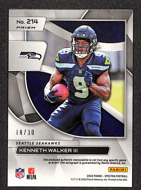 Kenneth Walker III 2022 Spectra Rookie Patch Autographs Neon Purple #214 #/30