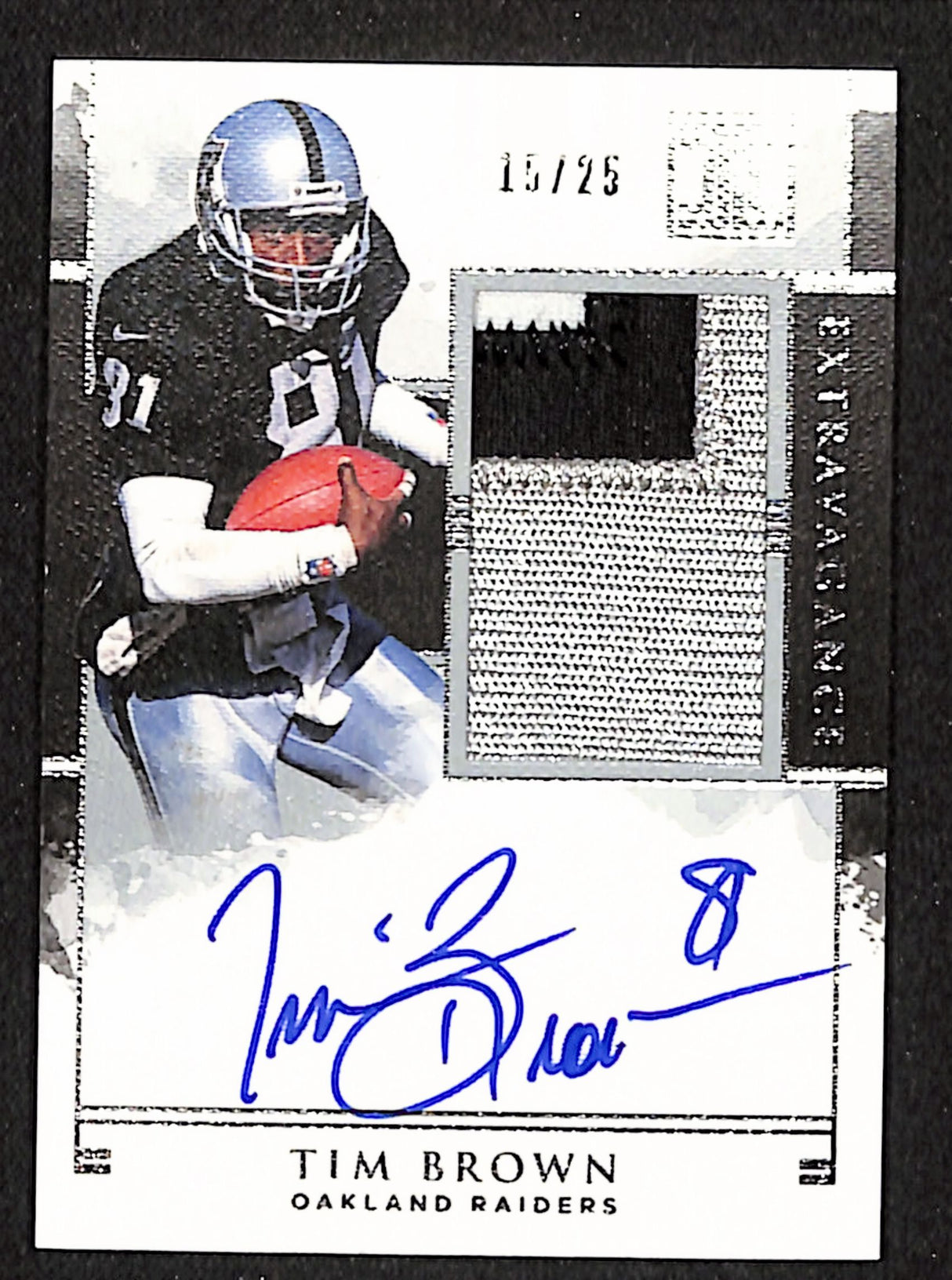 Tim Brown 2018 Panini Impeccable Extravagance Patch Autos #EPA-TB #/25