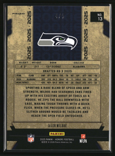 Jalen Milroe 2025 Panini Honors /5 #13