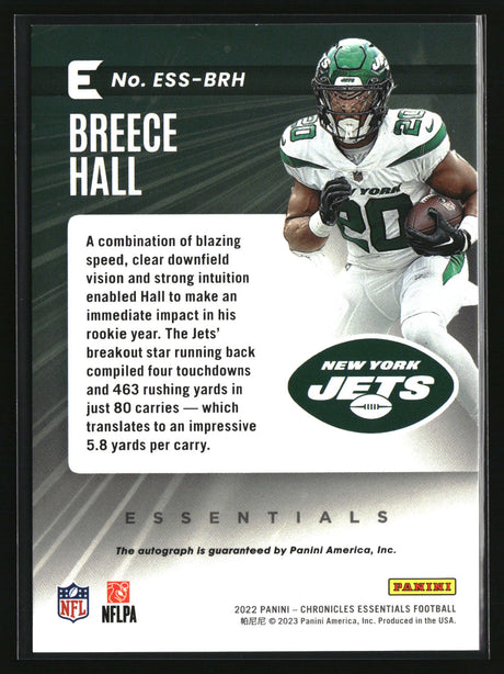 Breece Hall 2022 Panini Chronicles Essentials Autographs #ESS-BRH #/199