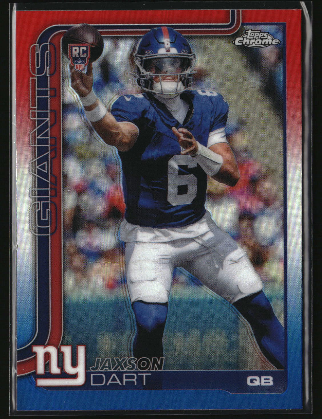 Jaxson Dart 2025 Topps Chrome Red White and Blue Refractor #306
