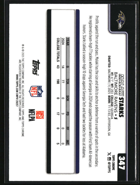 Malaki Starks 2025 Topps Chrome Football Leather Refractor #347