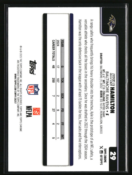 Kyle Hamilton 2025 Topps Chrome Football Leather Refractor #29