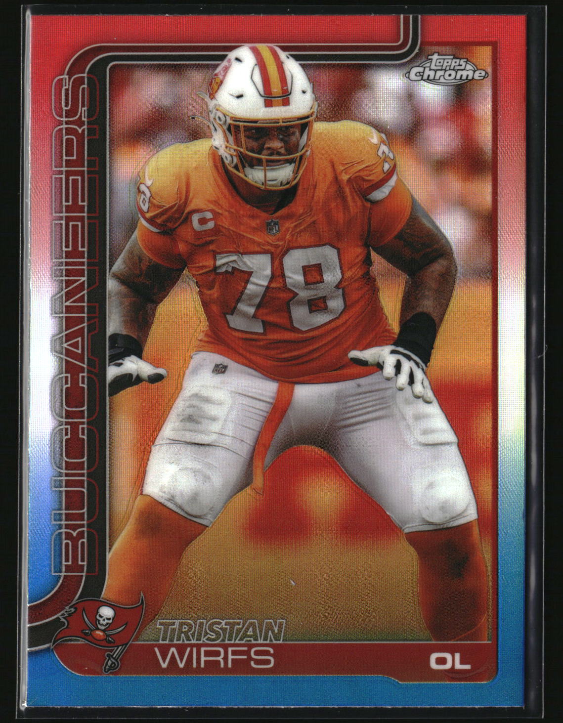 Tristan Wirfs 2025 Topps Chrome Red White and Blue Refractor #287