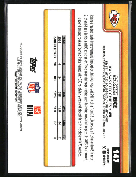 Rashee Rice 2025 Topps Chrome Pulsar Refractor #147