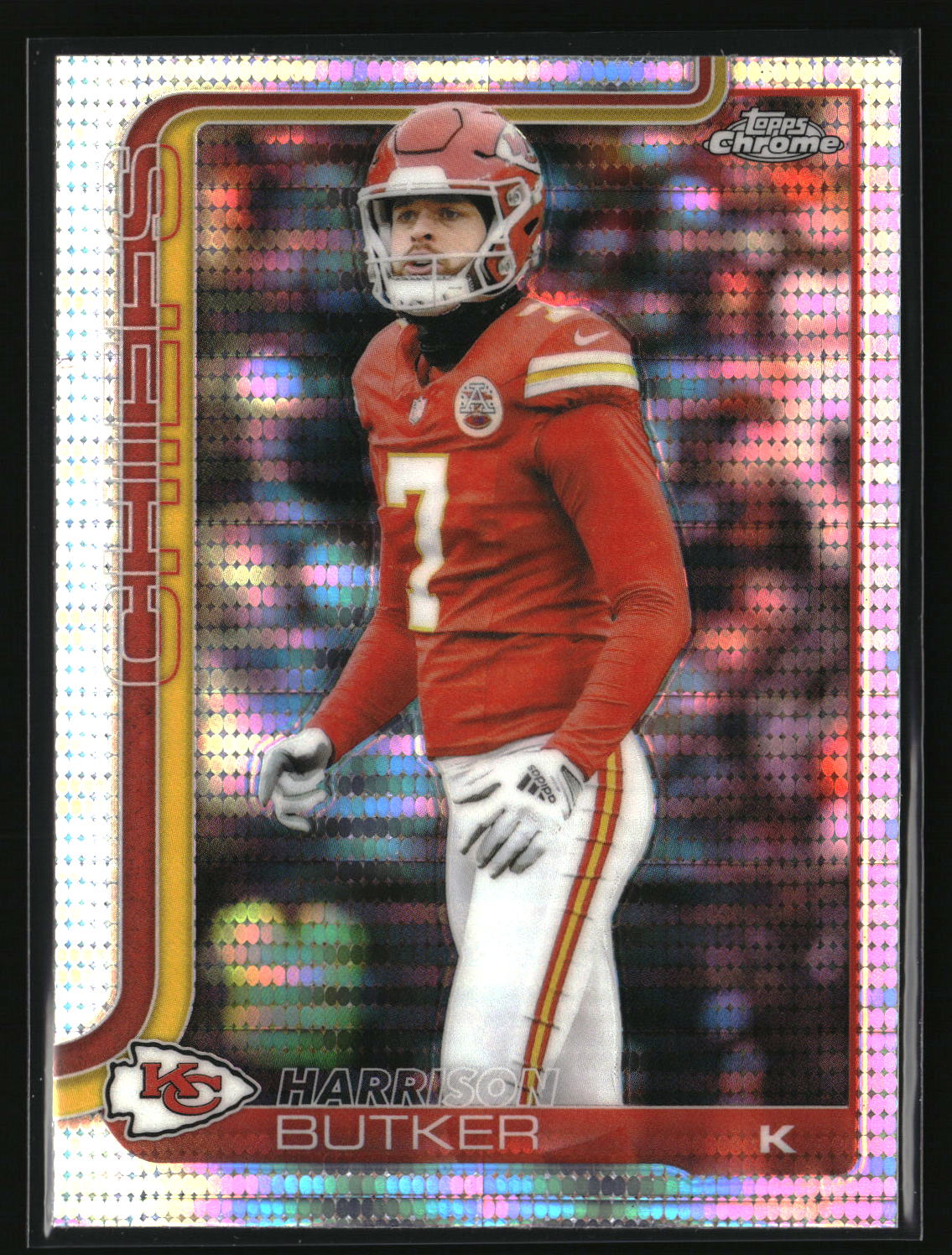 Harrison Butker 2025 Topps Chrome Pulsar Refractor #151