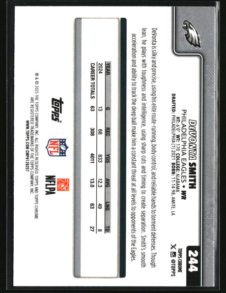 DeVonta Smith 2025 Topps Chrome Pulsar Refractor #244