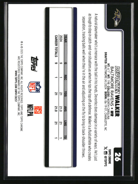 Devontez Walker 2025 Topps Chrome Ray Wave Refractor #26
