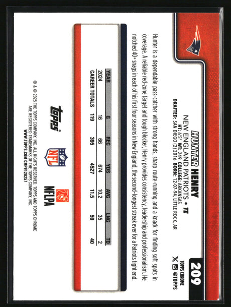 Hunter Henry 2025 Topps Chrome Ray Wave Refractor #209