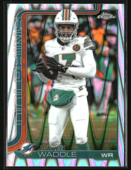 Jaylen Waddle 2025 Topps Chrome Ray Wave Refractor #186