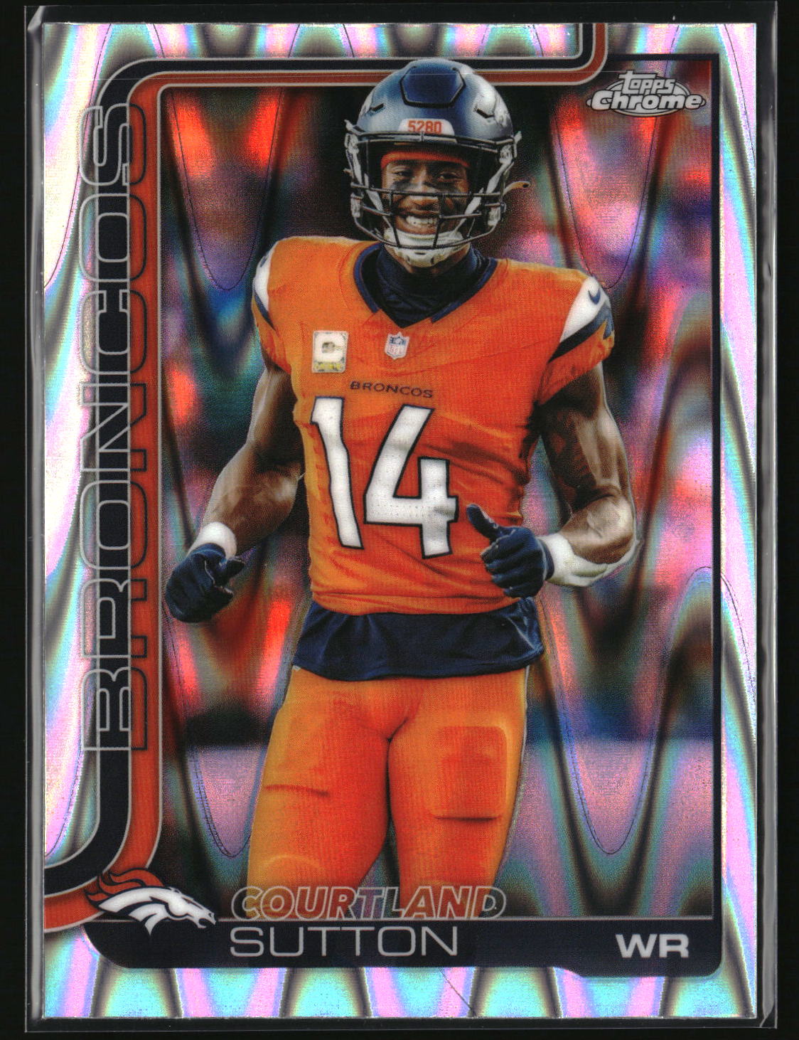Courtland Sutton 2025 Topps Chrome Ray Wave Refractor #86