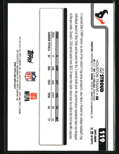CJ Stroud 2025 Topps Chrome Ray Wave Refractor #119