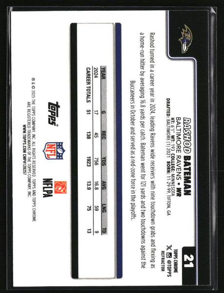 Rashod Bateman 2025 Topps Chrome - Topps Refractor #21