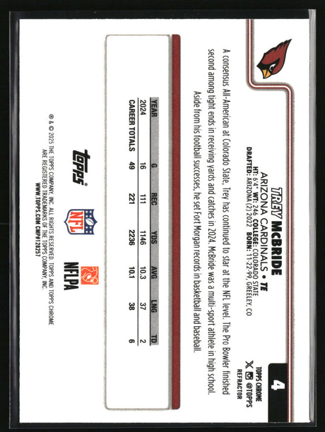 Trey McBride 2025 Topps Chrome - Topps Refractor #4