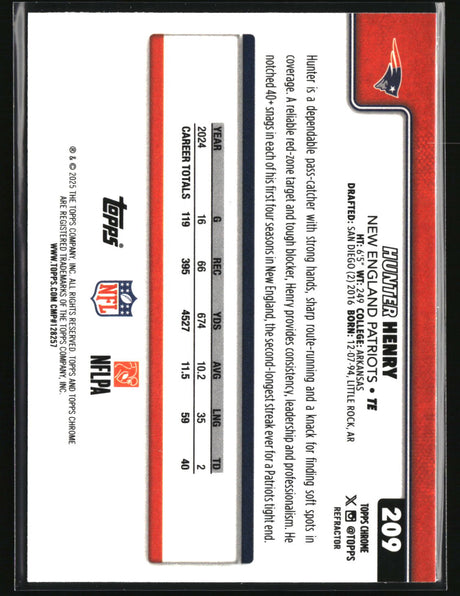 Hunter Henry 2025 Topps Chrome - Topps Refractor #209