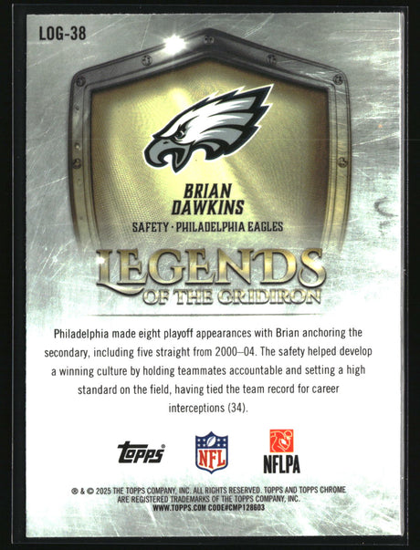Brian Dawkins 2025 Topps Chrome Legends of the Gridiron #LOG-38