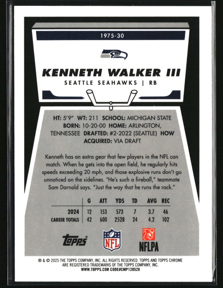 Kenneth Walker III 2025 Topps Chrome 1975 Topps #1975-30