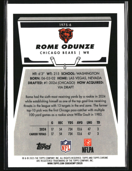 Rome Odunze 2025 Topps Chrome 1975 Topps #1975-6